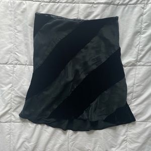 Black velvet and silk striped skirt size 2